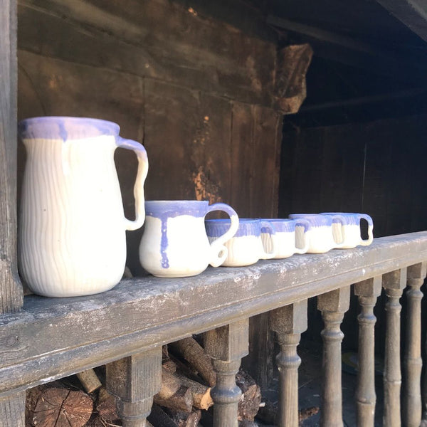 Ceramica gres Blanca y morada